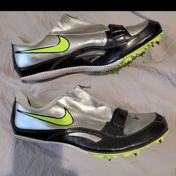 Nike Rival Track/Field Running Spike shoes Men's SZ 11 Silver neon green black - Picture 6 of 11